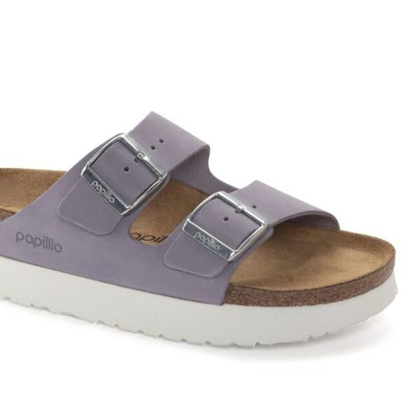 NEW Birkenstock Papillio Arizona Platform Nubuck Leather Purple Fog Narrow 9 - Picture 4 of 9